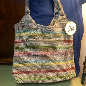 The SAK Large Multicolored Crochet Shoulder Bag Purse